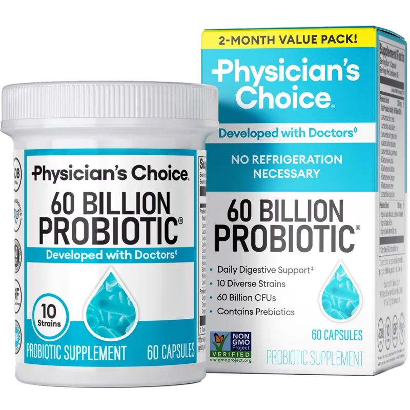 Physician's Choice Probiotics 60 Billion CFU bottle, 60-count vegetable capsules
